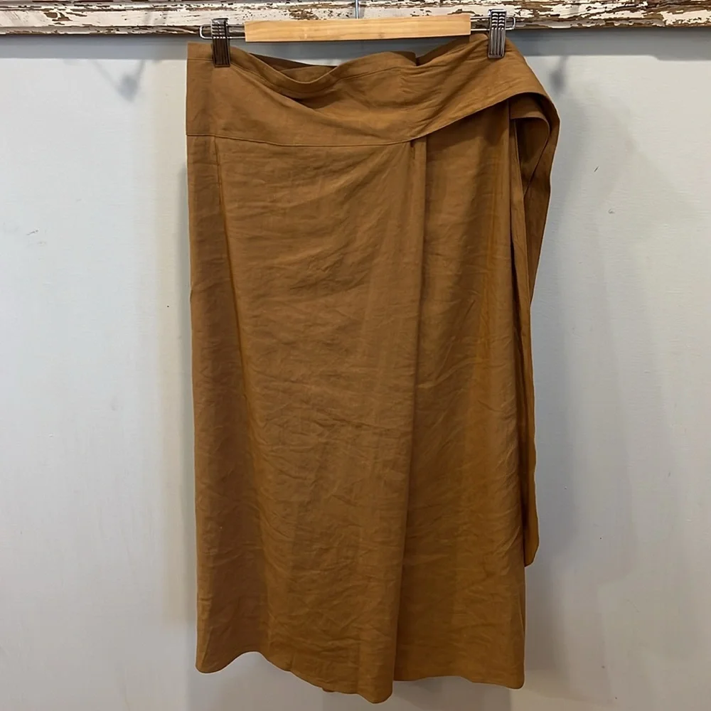 VINCE Linen-Blend Midi‎ Wrap Skirt Size 0 - Picture 3 of 9